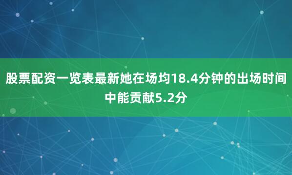股票配资一览表最新她在场均18.4分钟的出场时间中能贡献5.2分